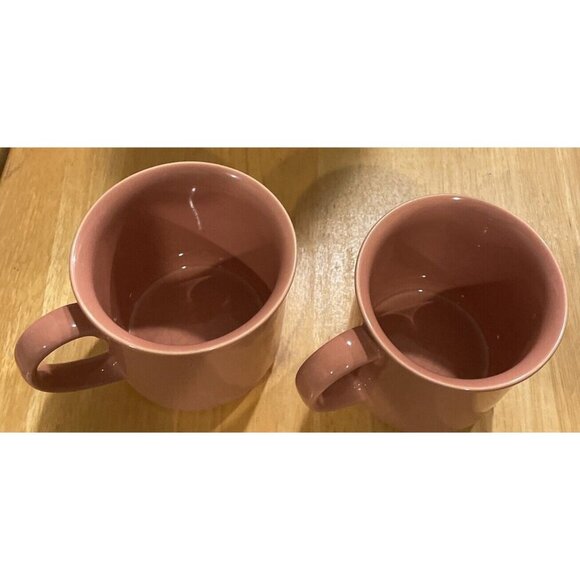 Mervyn’s Japan Coffee Tea Mugs Mug‎ Salmon Pink Stoneware Vintage Set Of 2 - Picture 2 of 5